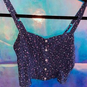 Floral navy blue Crop top tank top